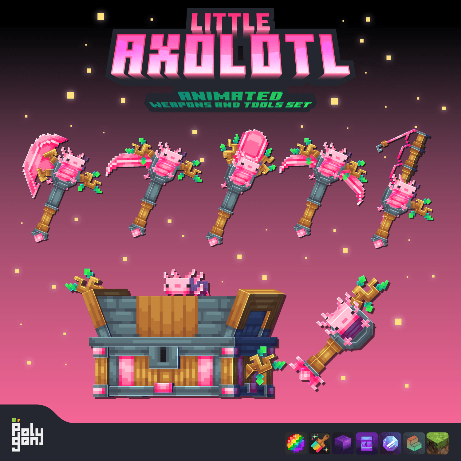 Little Axolotl Animated Weapons and Tools (32x) 3
