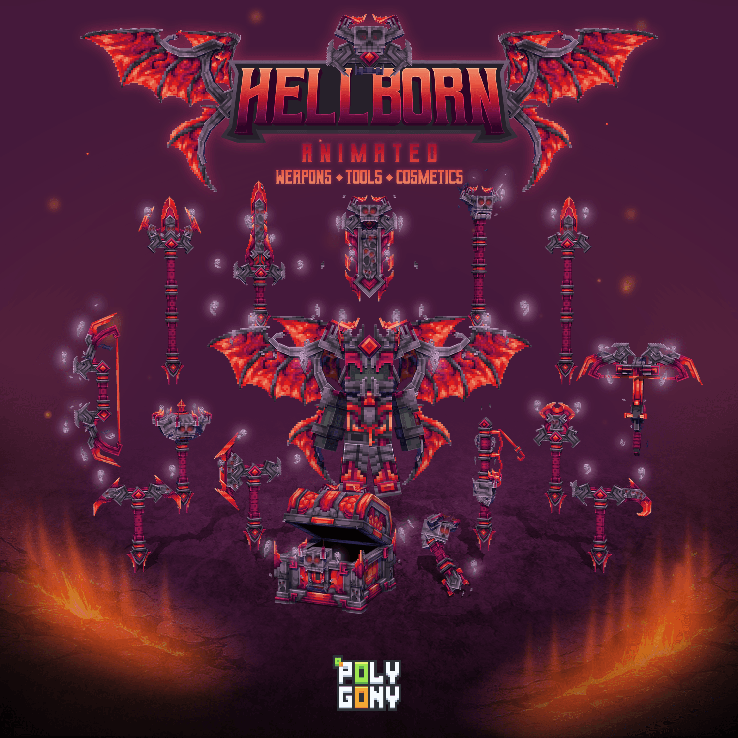 Hellborn Animated Weapons and Tools Set (64x)