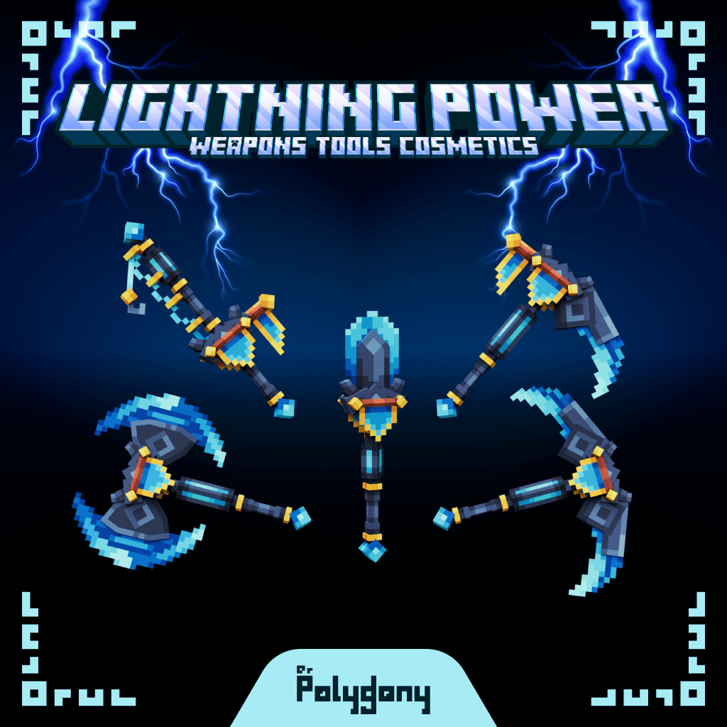Lightning Power Animated Weapons & Tools Set 3