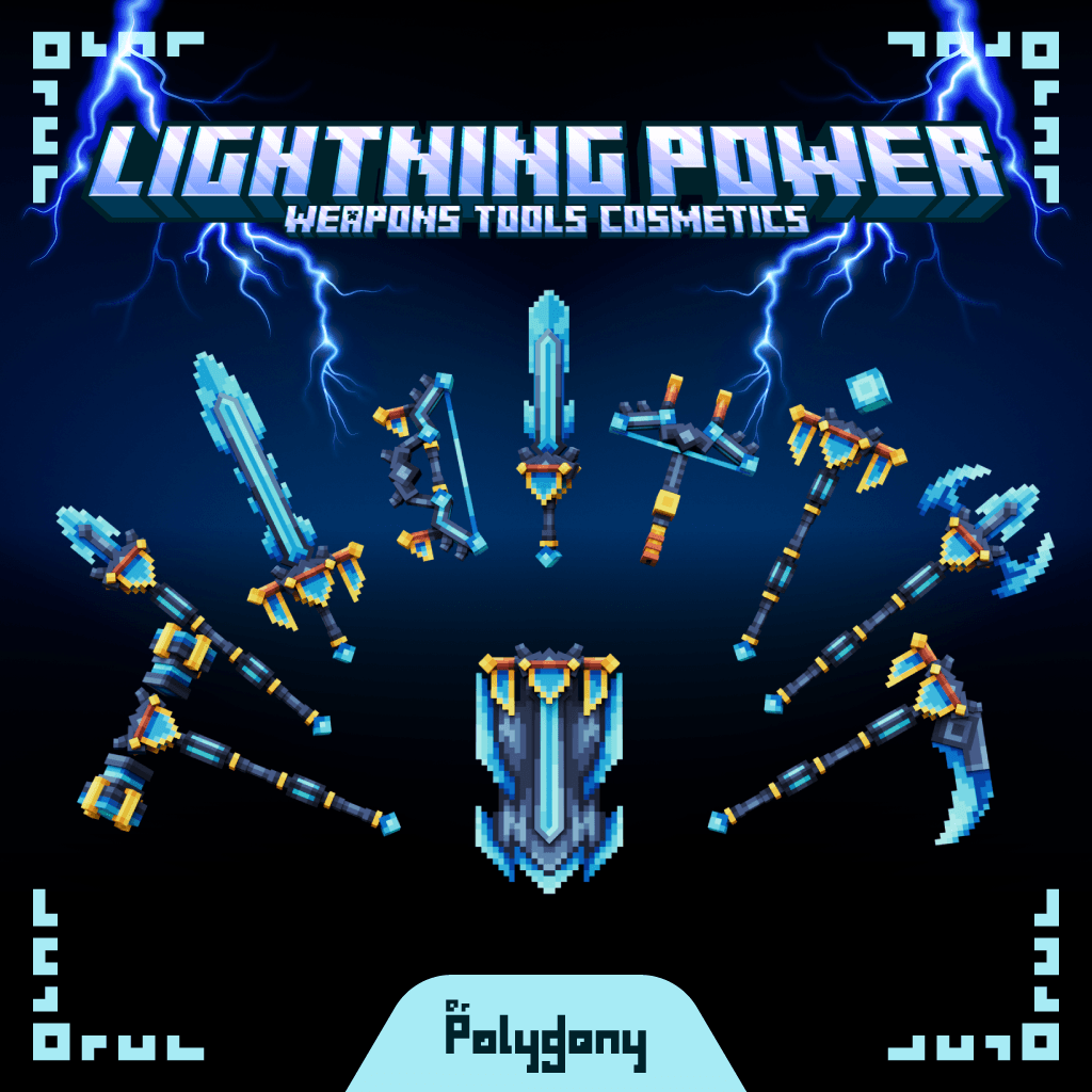 Lightning Power Animated Weapons & Tools Set 2